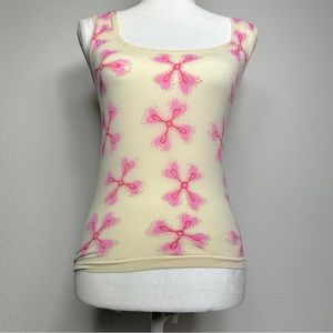 Fun pink and cream floral print sisley top, made in italy